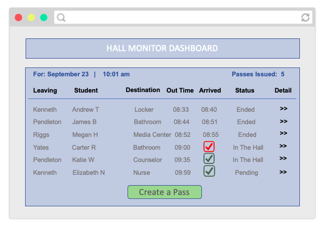 myhomework digital hall pass system